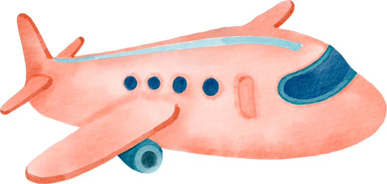 Airplane watercolor cartoon cute